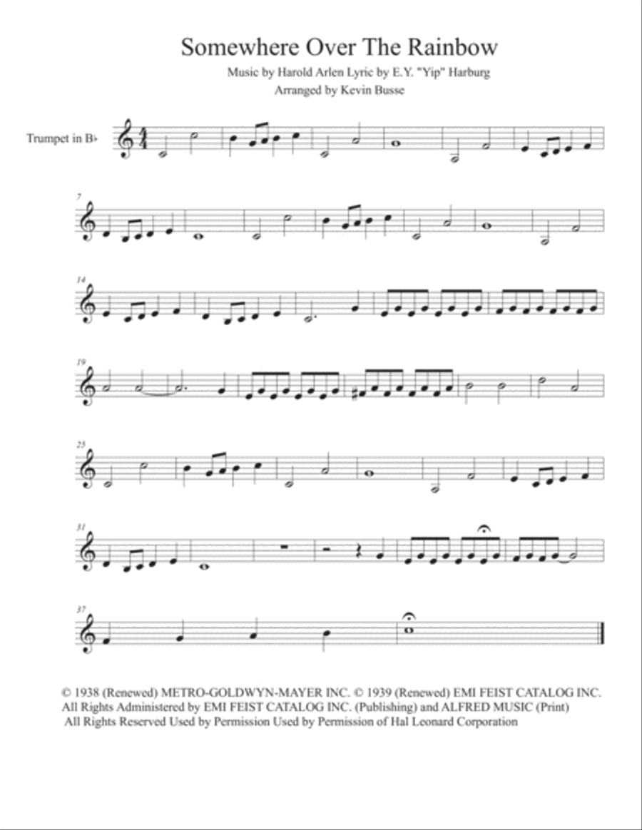 Over The Rainbow (from The Wizard Of Oz) Trumpet Solo scores gallery preview page 1