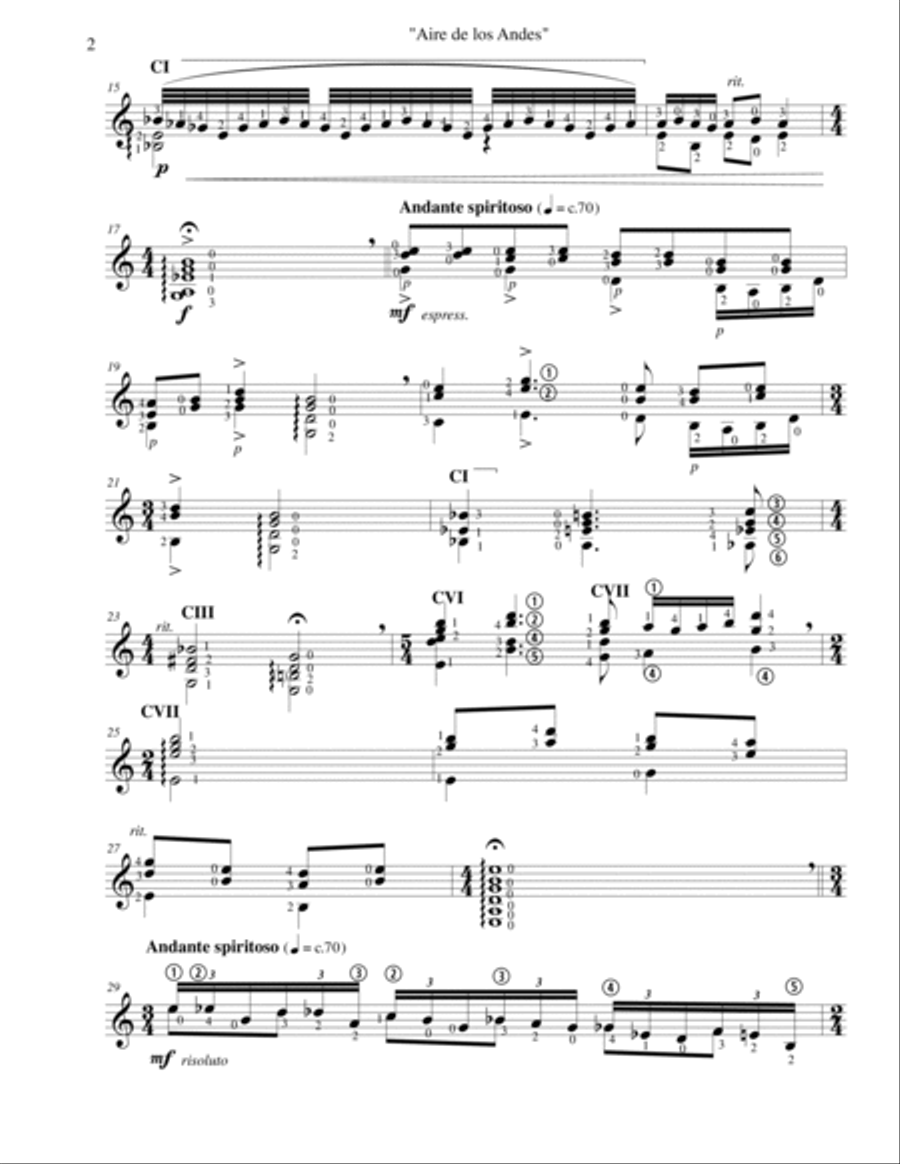 Aire de los Andes, Op. 16 for guitar solo Acoustic Guitar scores gallery preview page 2