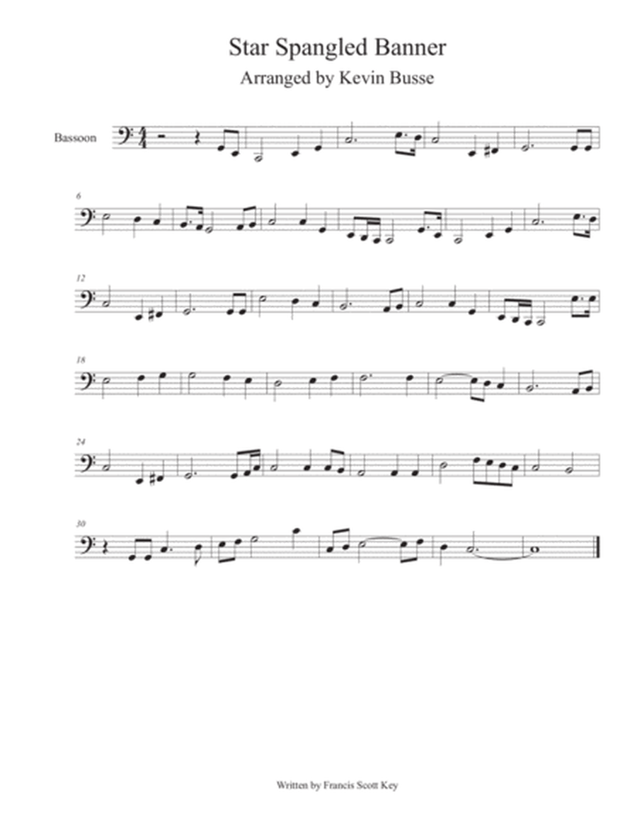 Star Spangled Banner - (Easy key of C) - Bassoon image number null
