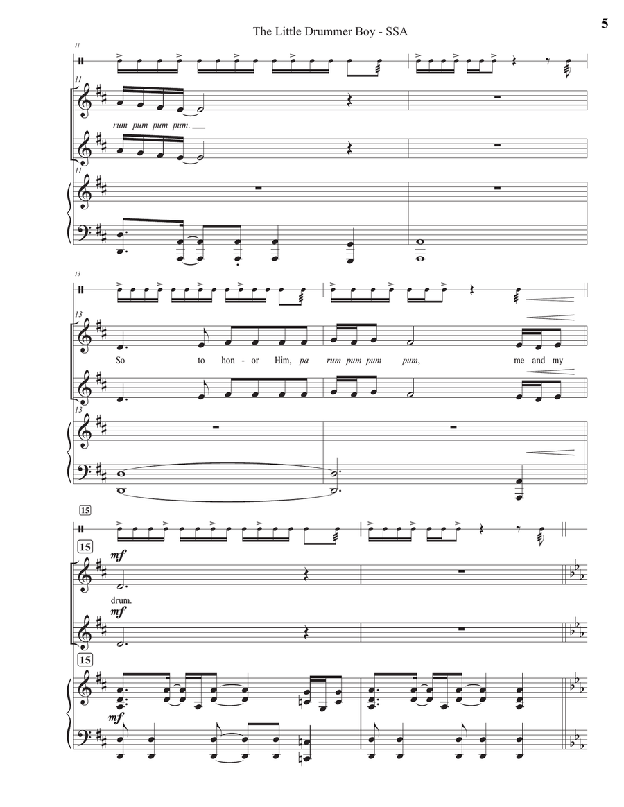 The Little Drummer Boy SSA scores gallery preview page 5