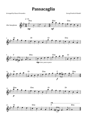 Passacaglia by Handel/Halvorsen - Alto Saxophone Solo with Chord Notation