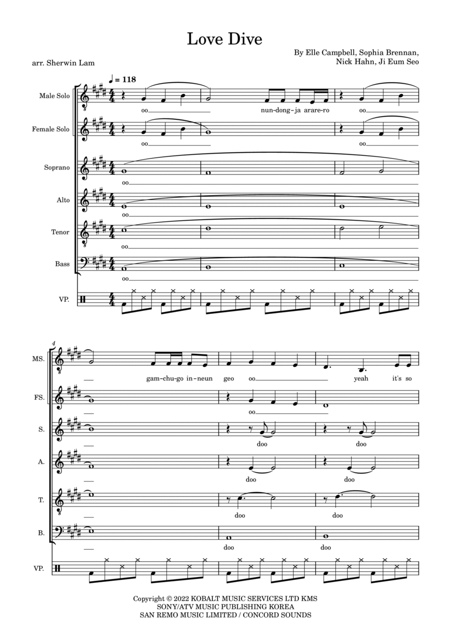Love Dive Love Dive A Cappella scores gallery preview page 1