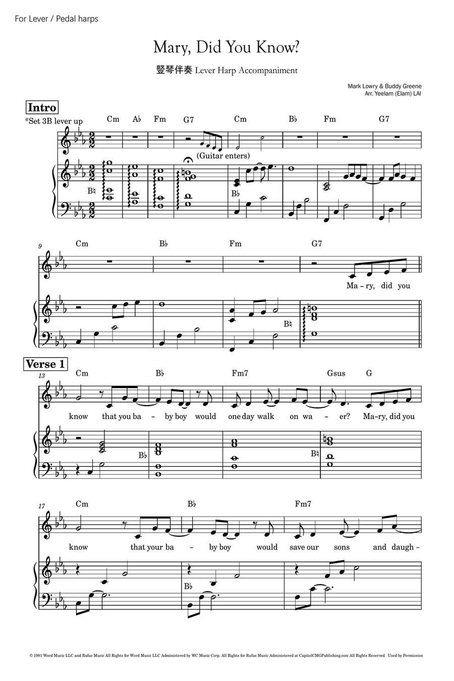 Mary, Did You Know? Harp scores gallery preview page 1