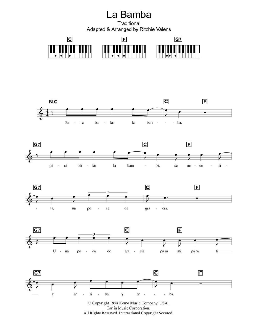 La Bamba La Bamba Piano scores gallery preview page 1