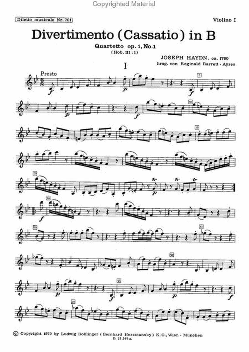 Streichquartett B-Dur op. 1 / 1