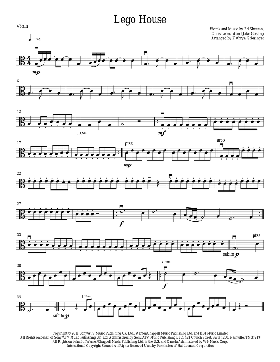 Lego House String Quartet scores gallery preview page 5