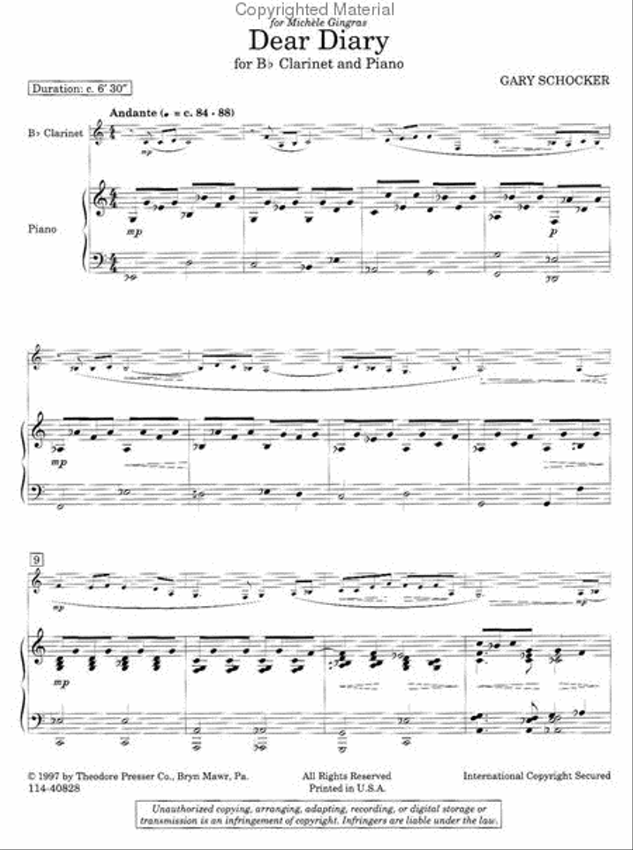 Dear Diary Chamber Music scores gallery preview page 2