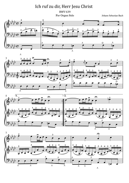 J.S.Bach - Ich ruf zu dir, Herr Jesu Christ, BWV 639 - Original For Organ Solo image number null