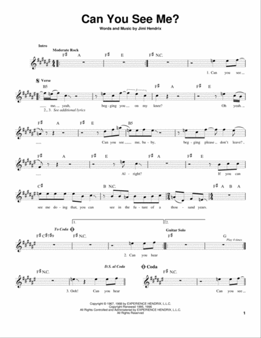 Can You See Me? Easy Guitar scores gallery preview page 1