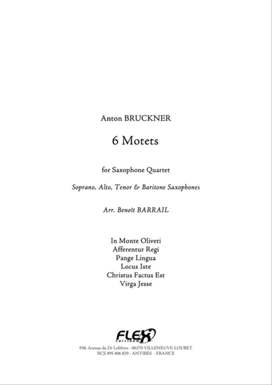 6 Motets 6 Motets Saxophone Quartet scores gallery preview page 1