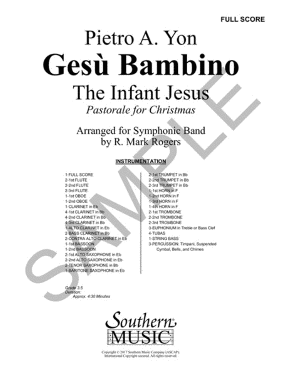 Gesu Bambino (The Infant Jesus): Pastorale for Christmas Concert Band scores gallery preview page 2
