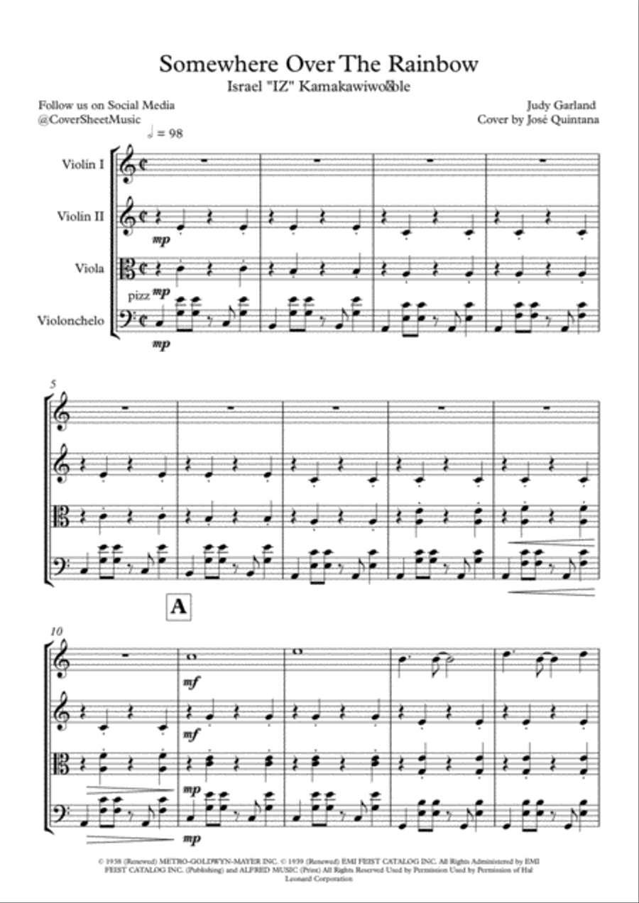 Over The Rainbow Over The Rainbow String Quartet scores gallery preview page 2
