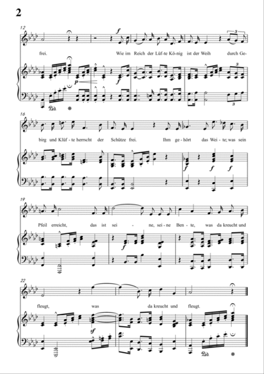 Schumann-Des Buben Schützenlied in A♭ Major for Voice and Piano Voice Solo scores gallery preview page 3
