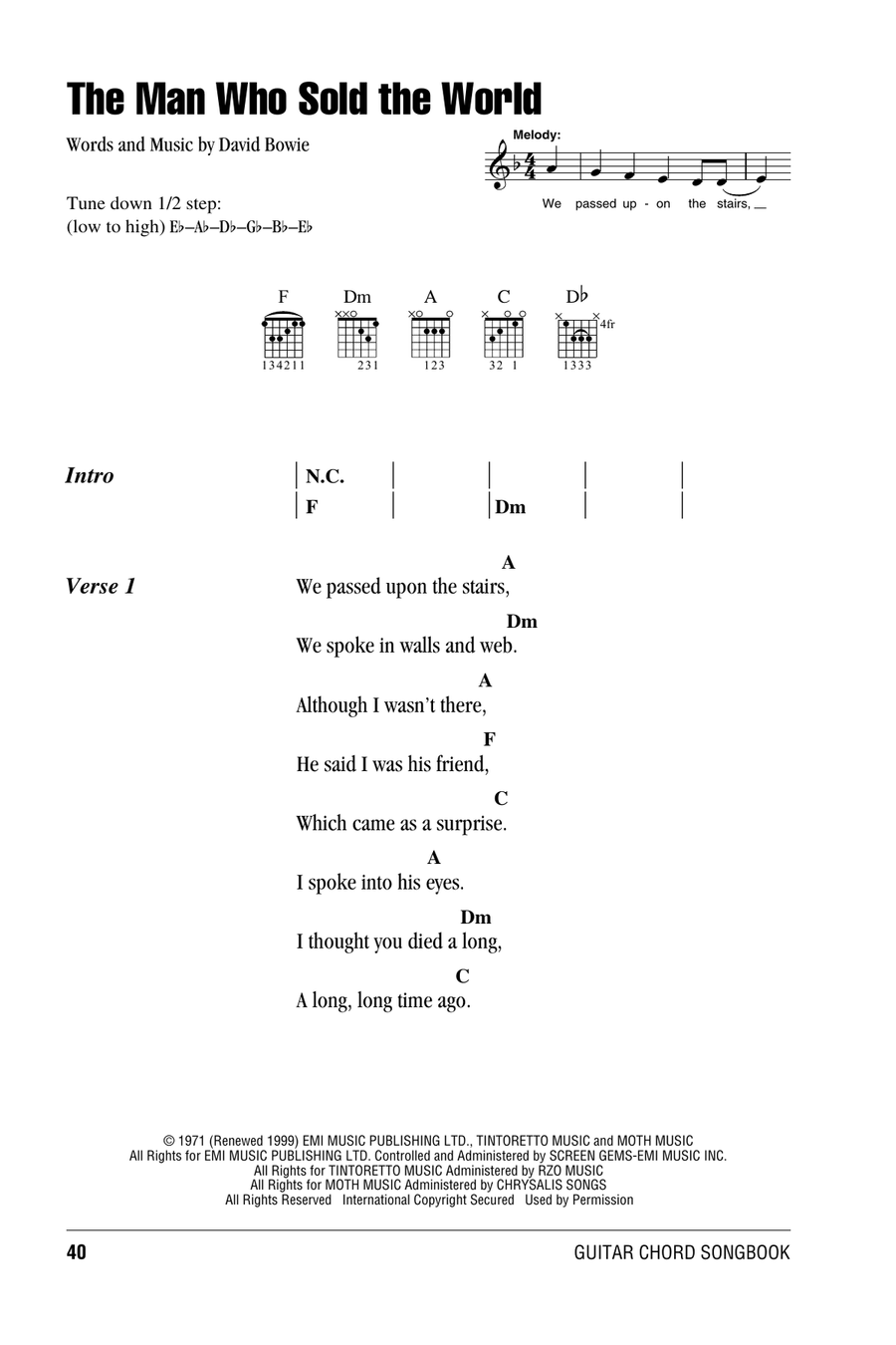 The Man Who Sold The World Acoustic Guitar scores gallery preview page 1