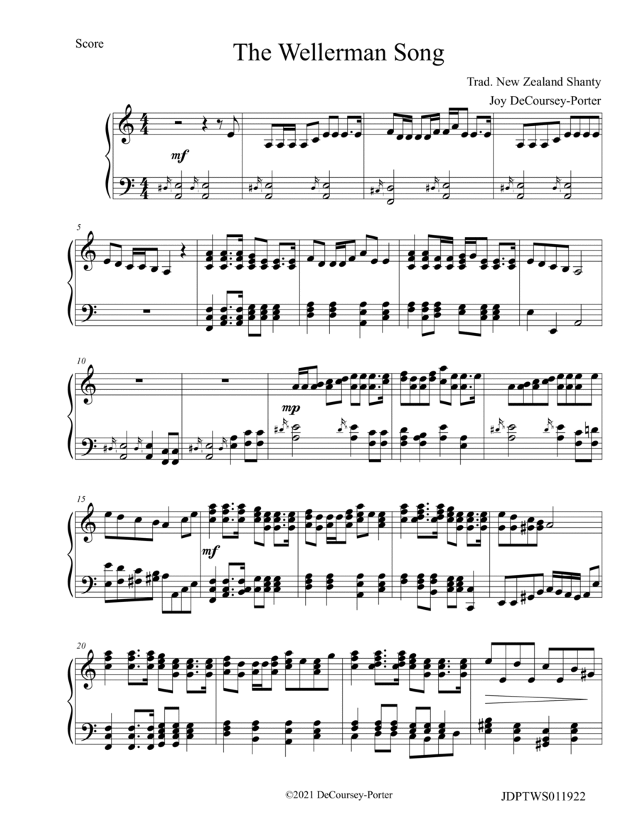 The Wellerman Song for Solo Piano Piano Solo scores gallery preview page 1