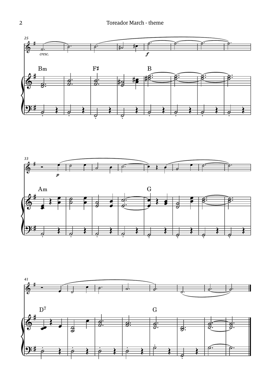 Toreador March (from the opera Carmen) - easy version Chamber Music scores gallery preview page 2