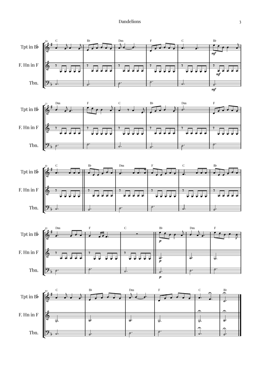 Dandelions Brass Ensemble scores gallery preview page 3