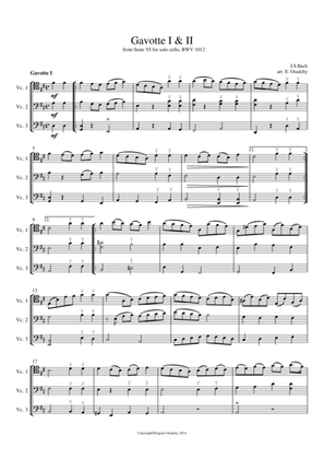 Book cover for Gavotte I & II from Suite no. 6 for Cello Solo, transcribed for 3 Cellos