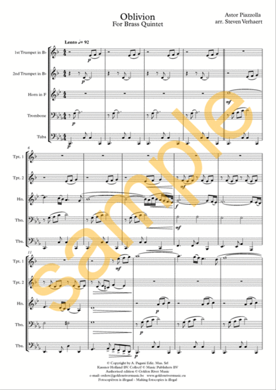 Oblivion Oblivion Brass Quintet scores gallery preview page 2