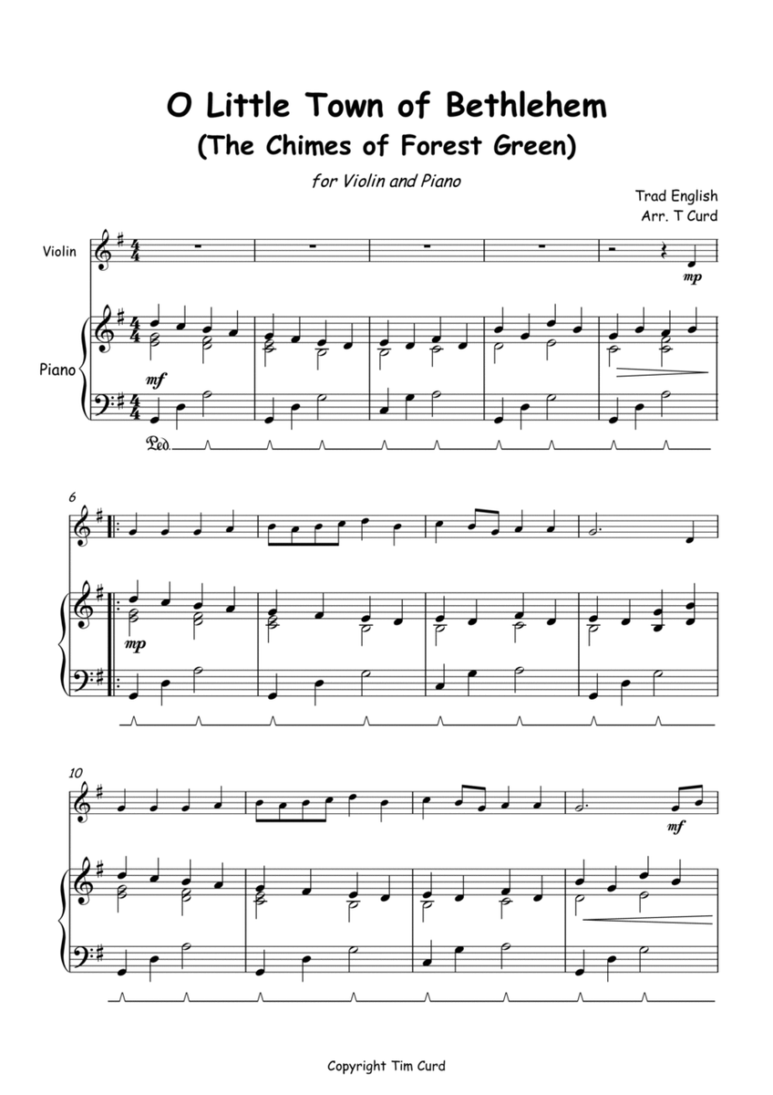 O Little Town of Bethlehem for Solo Violin and Piano image number null