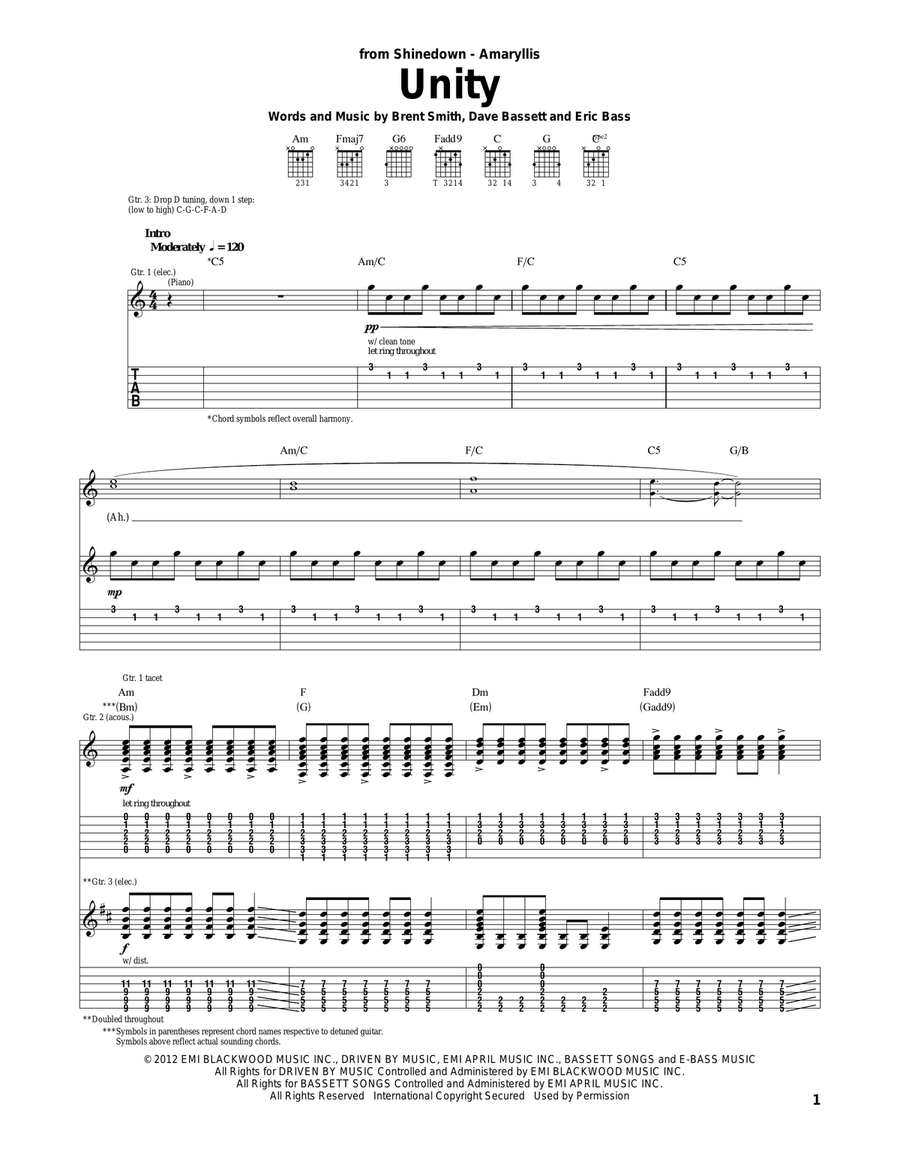Unity Acoustic Guitar scores gallery preview page 1