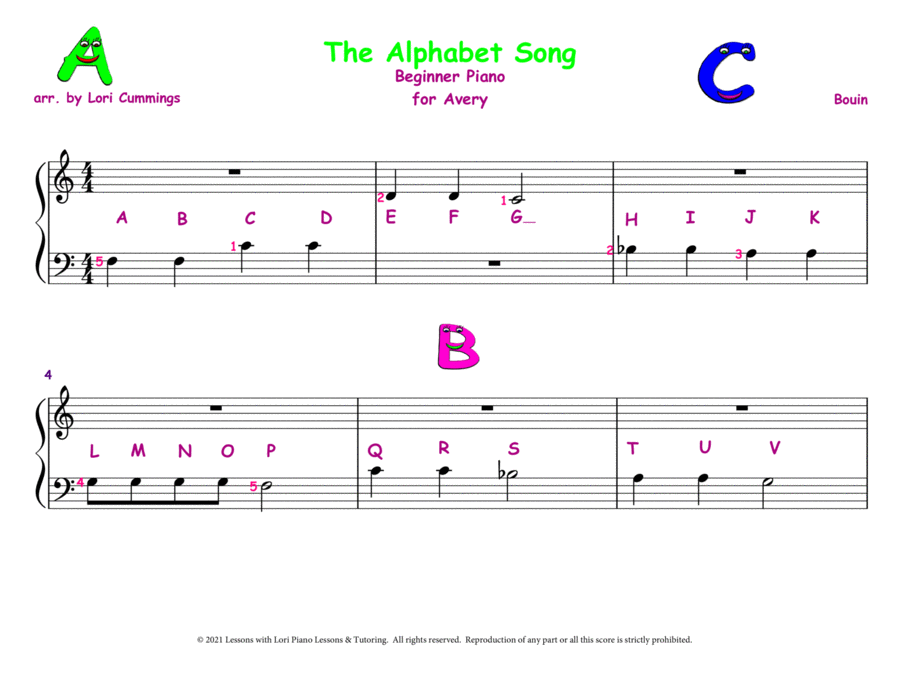 Alphabet Song Piano Method scores gallery preview page 1