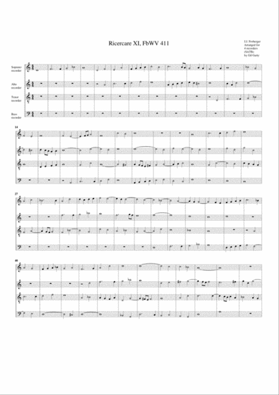 Ricercare no.11, FbWV 411 Recorder scores gallery preview page 2