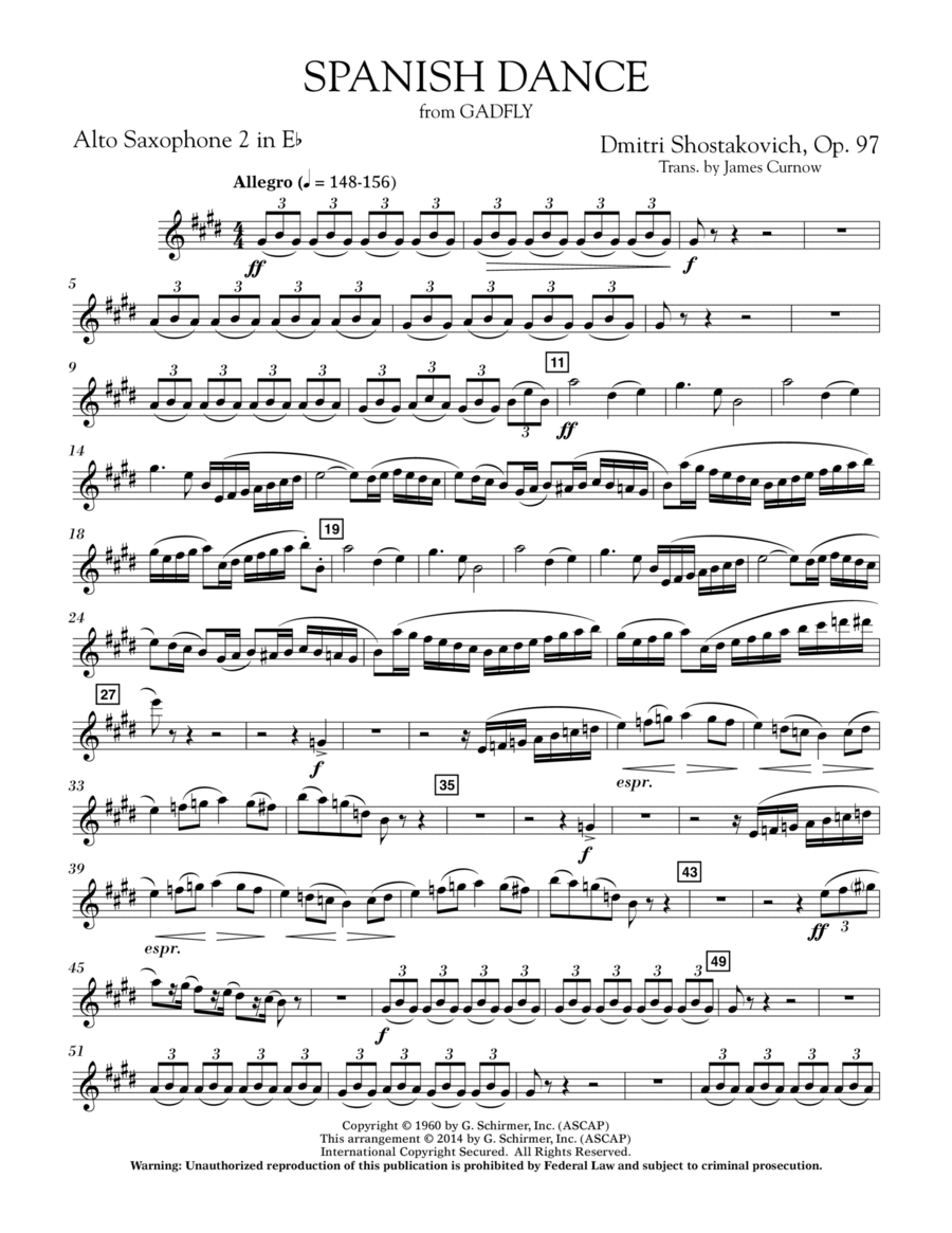 Spanish Dance (from The Gadfly) - Eb Alto Saxophone 2 Concert Band scores gallery preview page 1