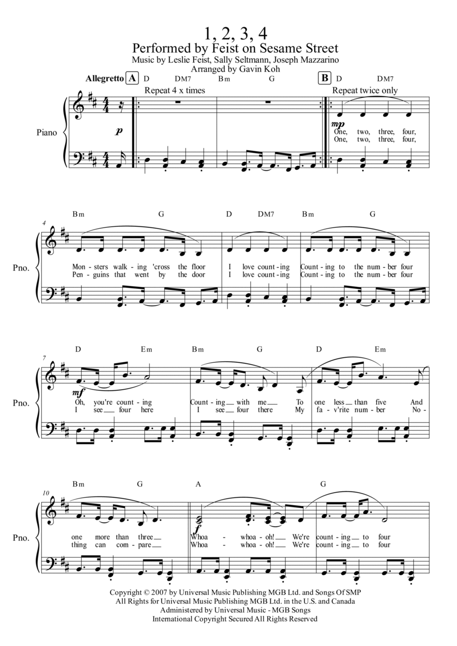 1,2,3,4 Voice scores gallery preview page 1
