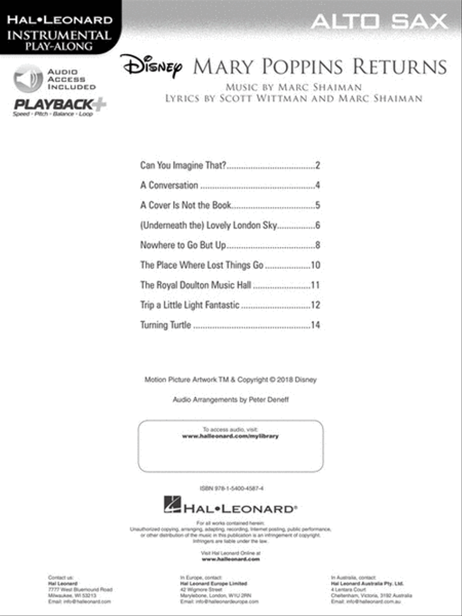 Mary Poppins Returns for Alto Sax Alto Saxophone scores gallery preview page 2