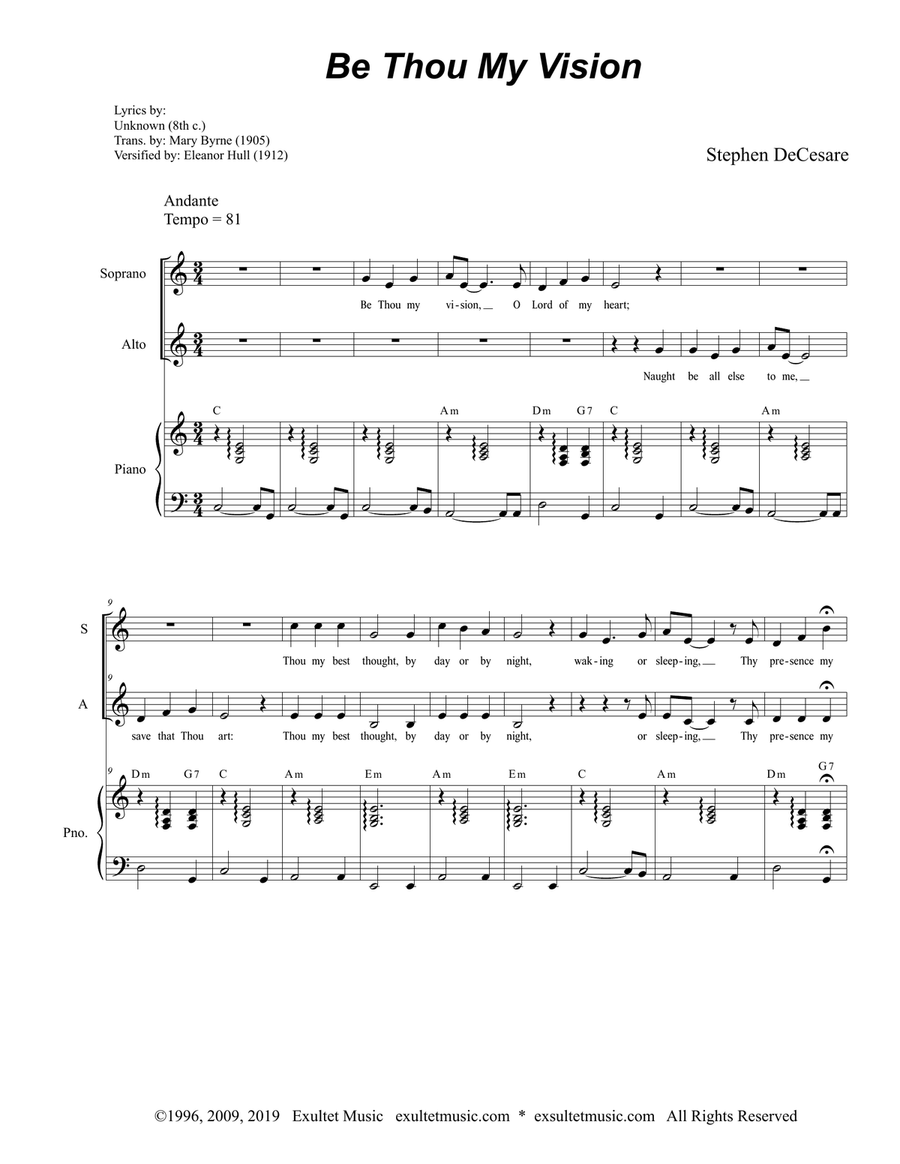 Be Thou My Vision (Duet for Soprano and Alto Solo) Alto Voice scores gallery preview page 1