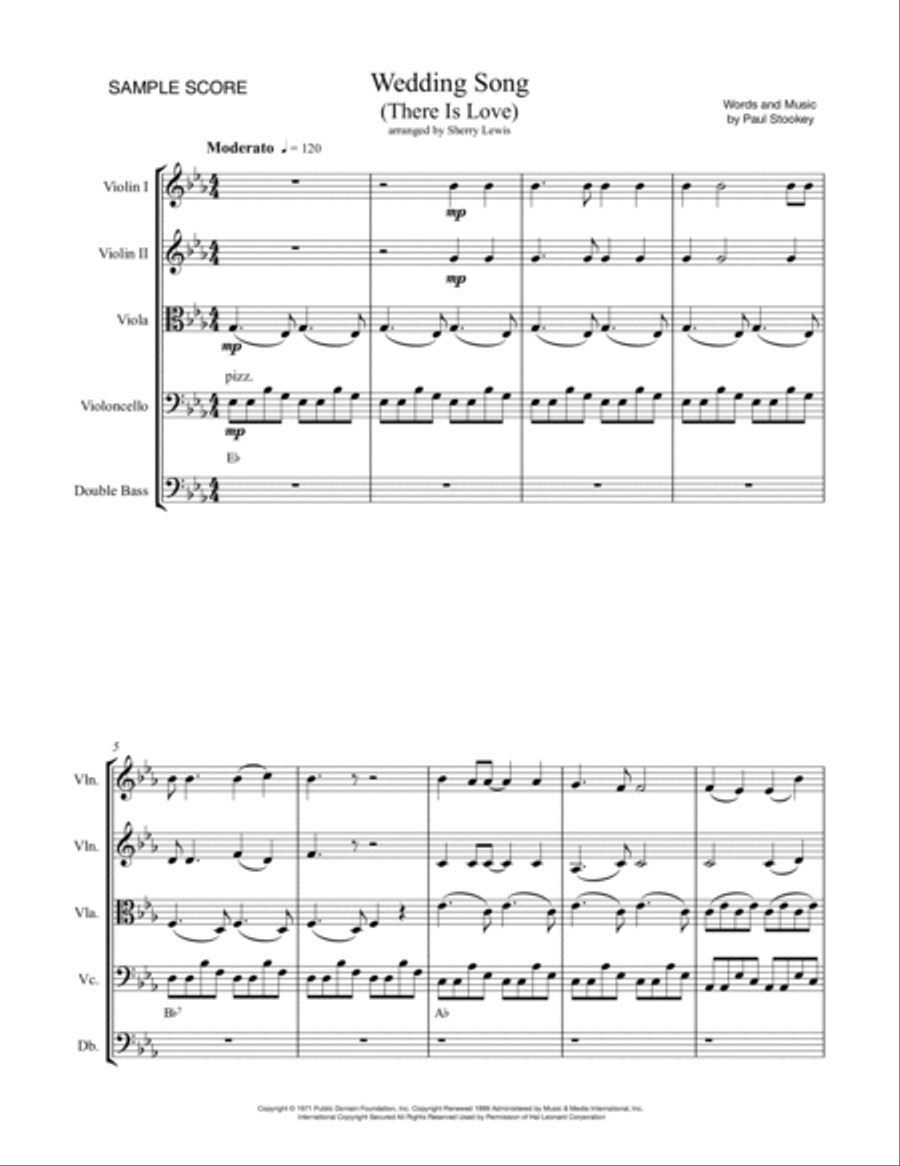 Wedding Song (there Is Love) String Quartet scores gallery preview page 3
