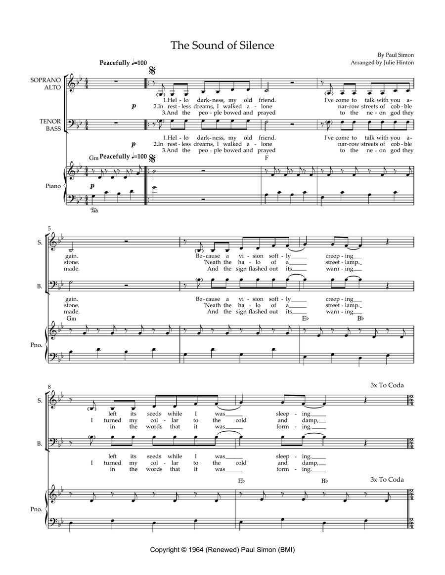 The Sound Of Silence 4-Part scores gallery preview page 2