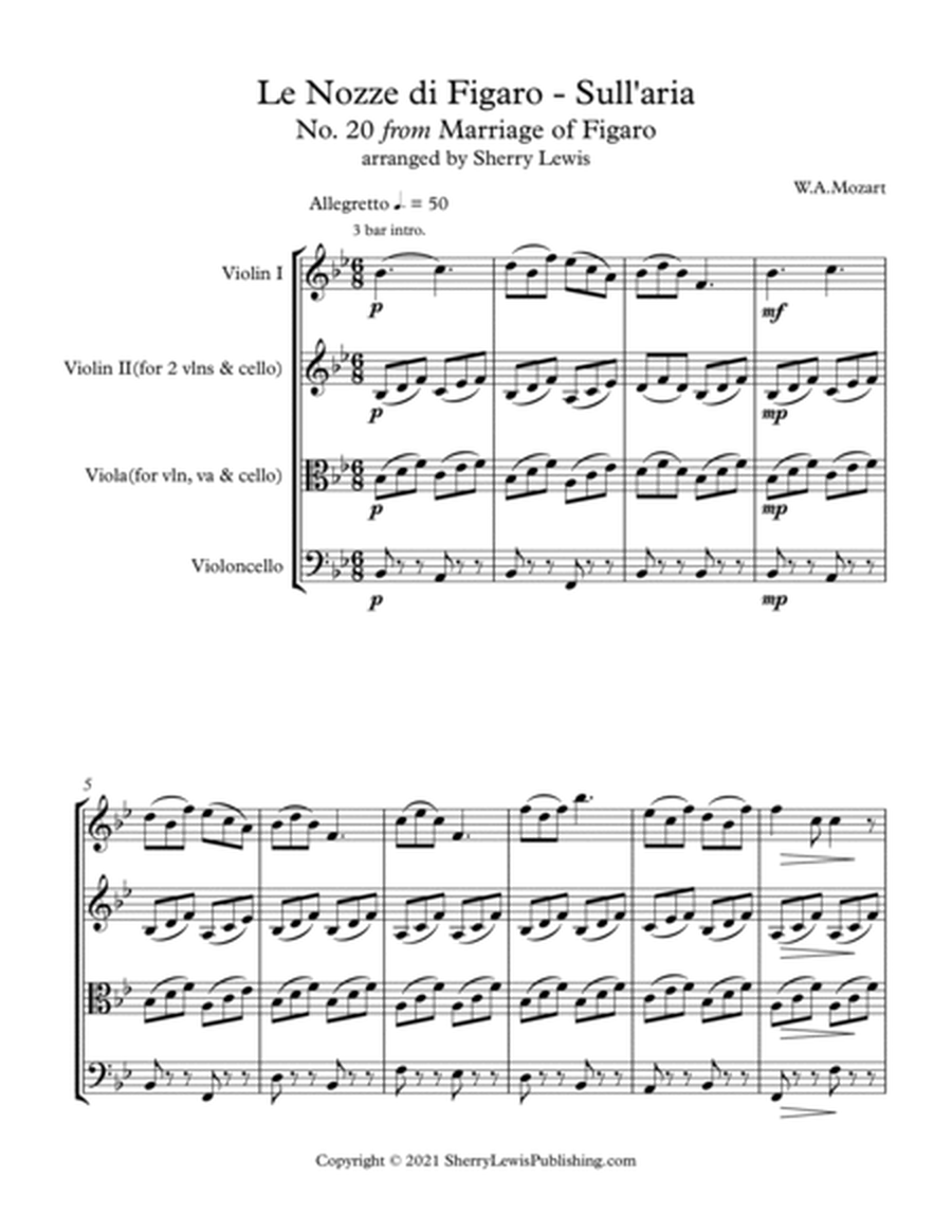 MARRIAGE OF FIGARO - LE NOZZE DI FIGARO - SULL'ARIA - Mozart, String Trio, Intermediate Level for 2 image number null