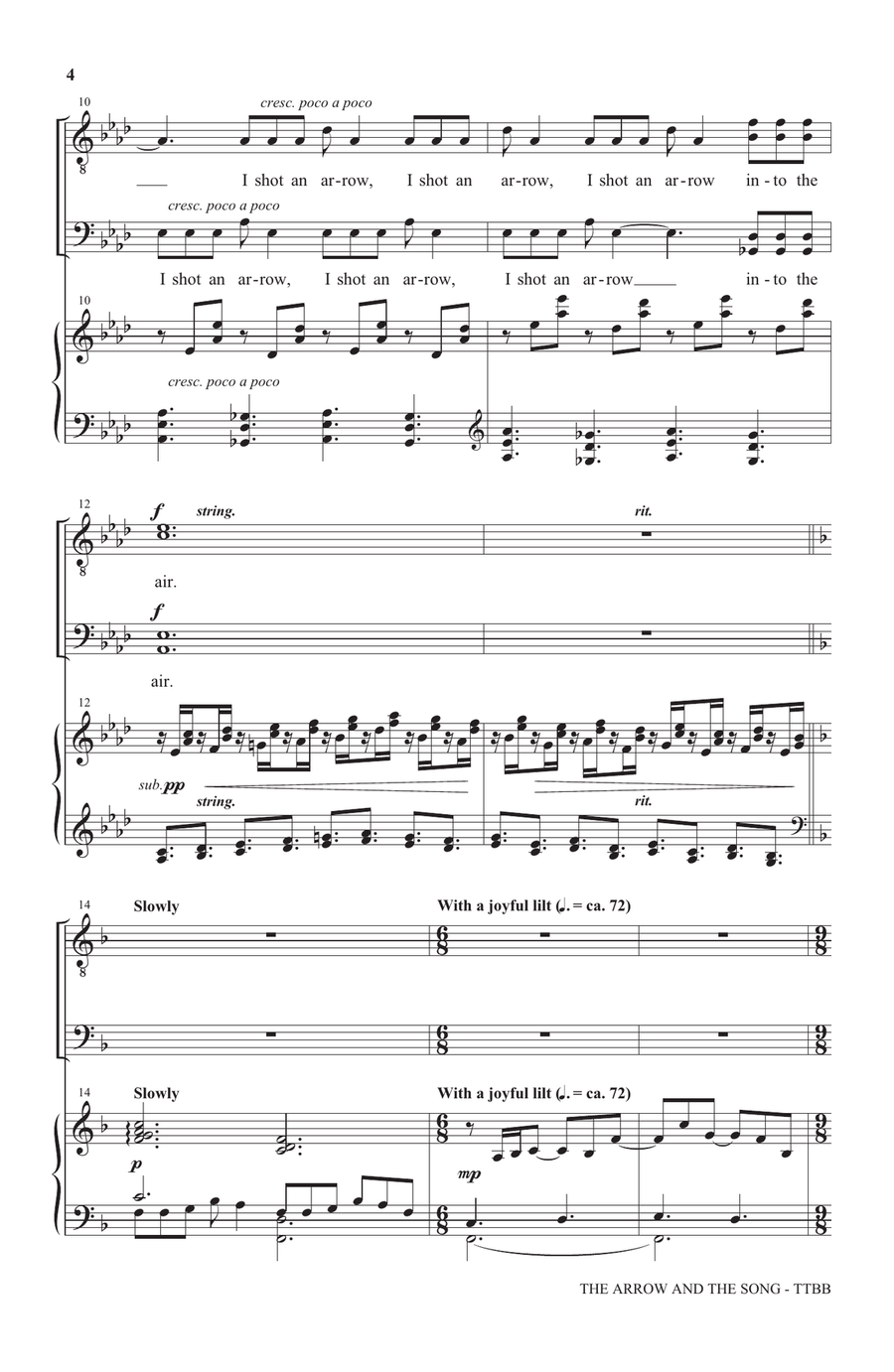 The Arrow And The Song TTBB scores gallery preview page 2