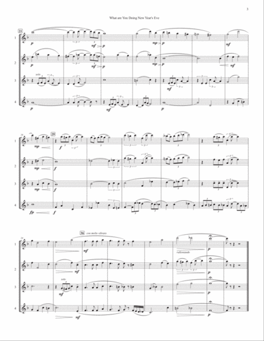 What Are You Doing New Year's Eve? Flute Quartet scores gallery preview page 3