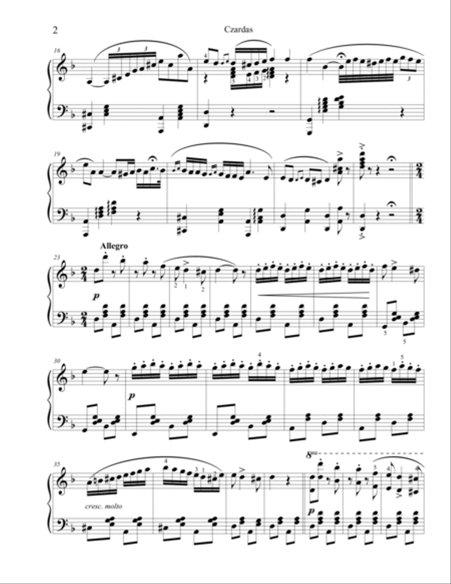 Czardas - Piano Solo Piano Solo scores gallery preview page 2