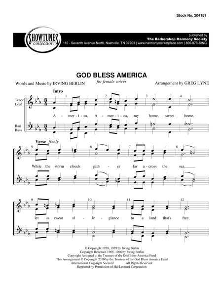 God Bless America (arr. Greg Lyne)