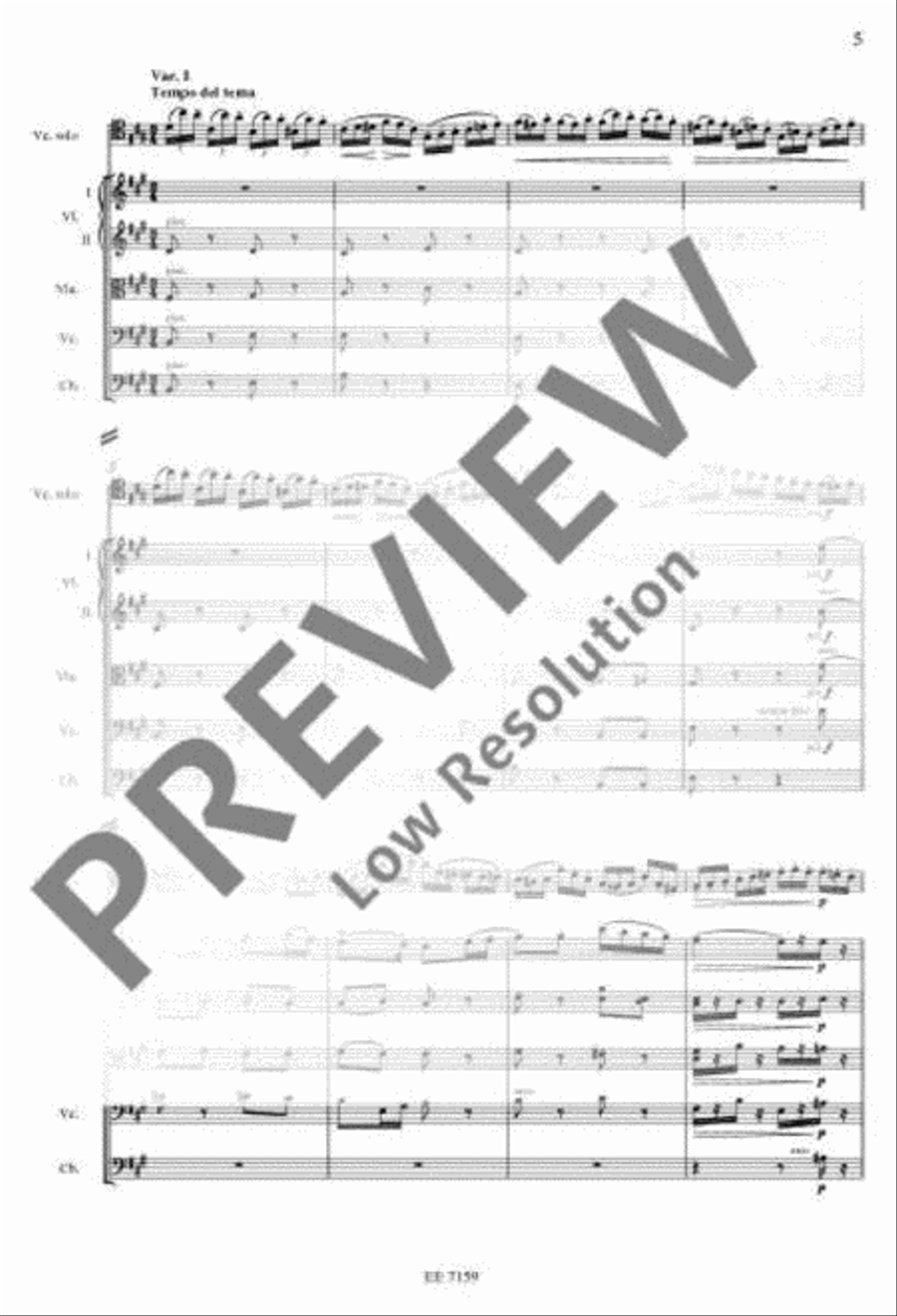 Variations on a Rococo Theme for Cello and Orchestra Orchestra scores gallery preview page 16