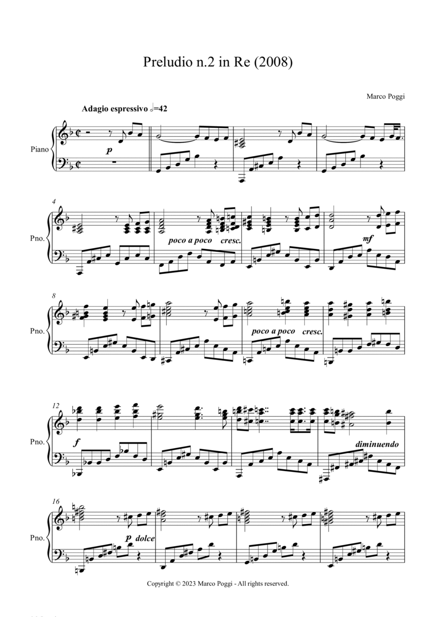 Preludio n.2 in Re minore Piano Solo scores gallery preview page 1