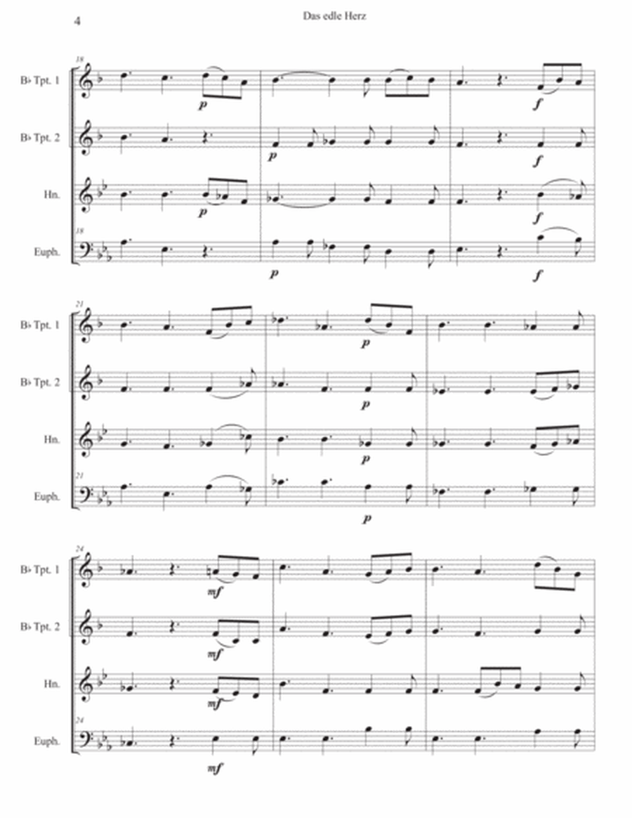 Three Pieces by Anton Bruckner: Two Trumpets, French Horn, and Euphonium/Baritone- Full Scores