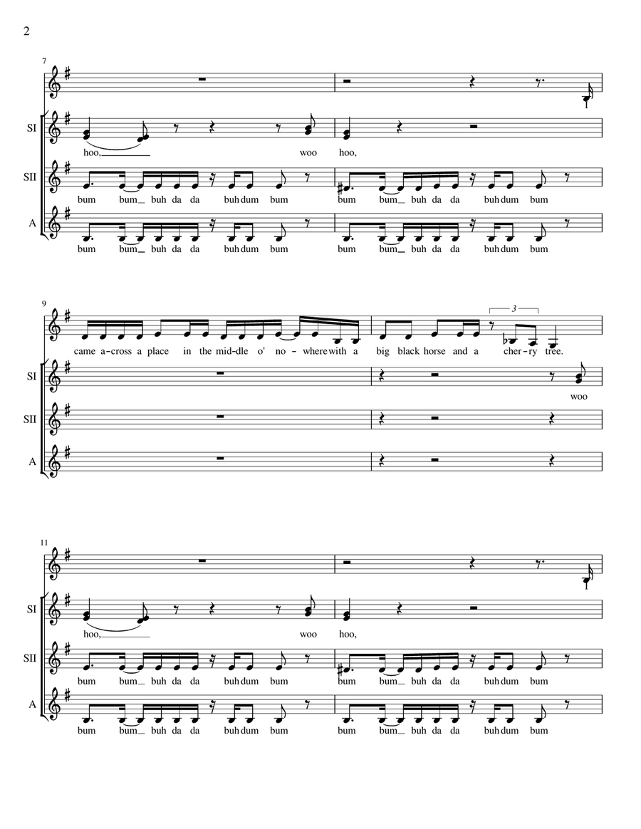 Black Horse And The Cherry Tree SSA scores gallery preview page 3