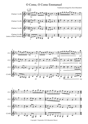 O Come, O Come Emmanuel for Clarinet Quartet