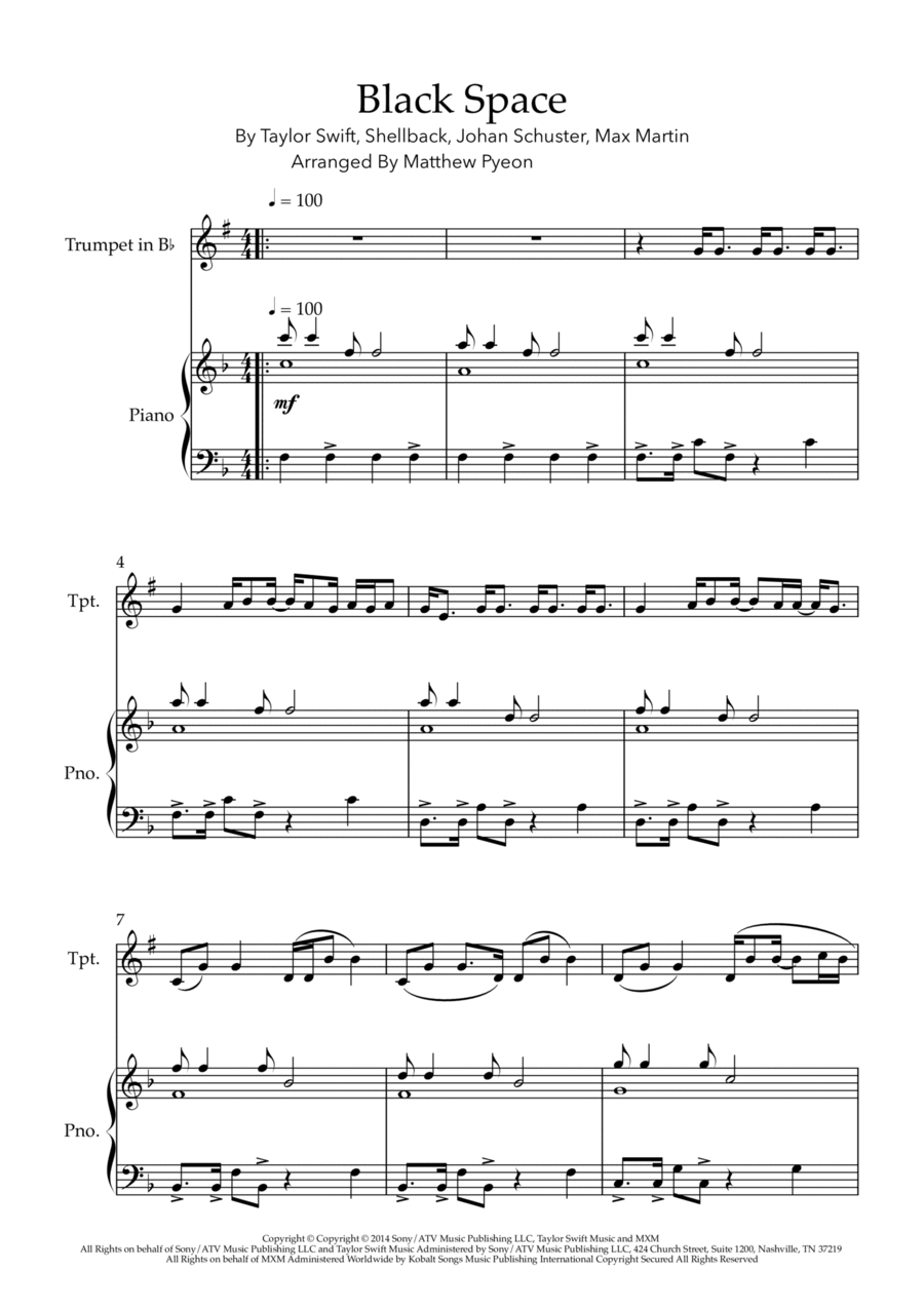 Blank Space Blank Space B-Flat Trumpet scores gallery preview page 1