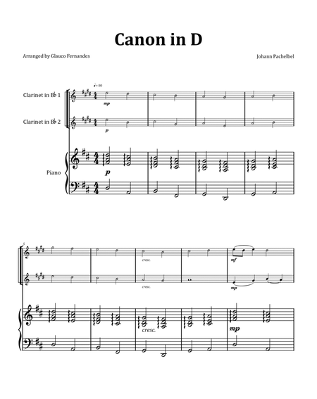 Canon by Pachelbel - Clarinet Duet with Piano image number null