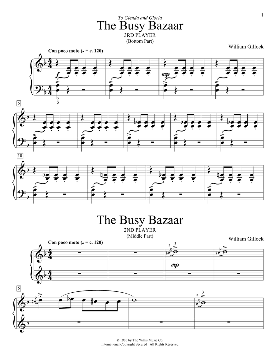 The Busy Bazaar The Busy Bazaar Piano Duet scores gallery preview page 1