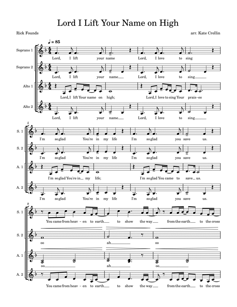 Lord, I Lift Your Name On High SSAA - Digital Sheet Music