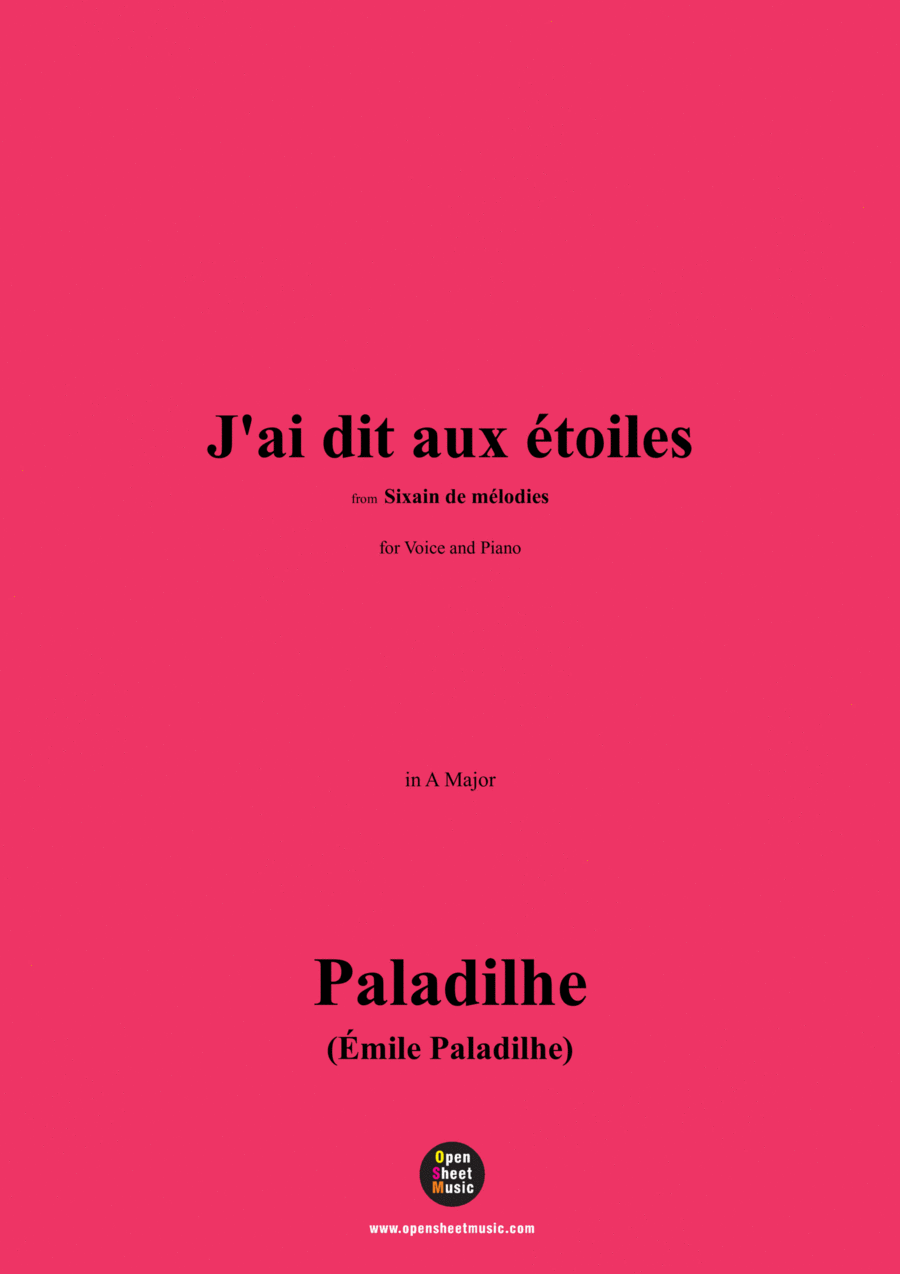 Paladilhe-J'ai dit aux étoiles(Sérénade),in A Major Voice scores gallery preview page 1