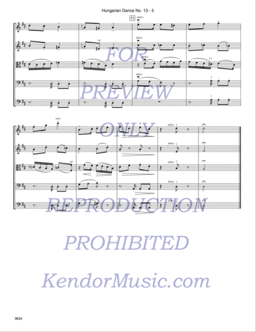 Hungarian Dance No. 13 String Orchestra scores gallery preview page 6