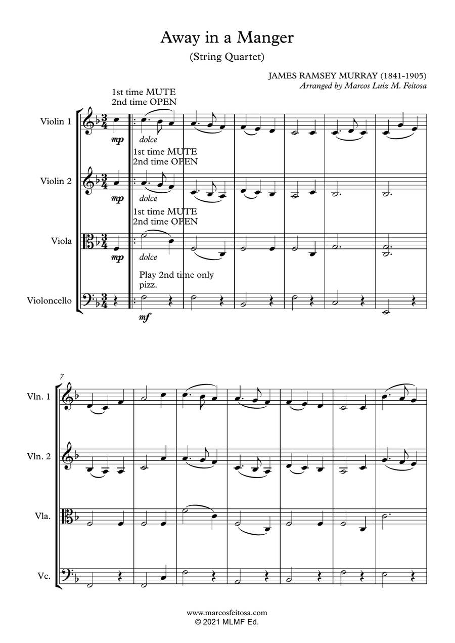 Away in a Manger - String Quartet String Quartet scores gallery preview page 3